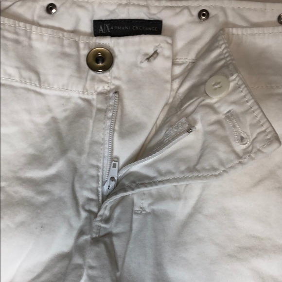 Armani Exchange White Capris Pant Zipper Button 2 - Picture 12 of 16